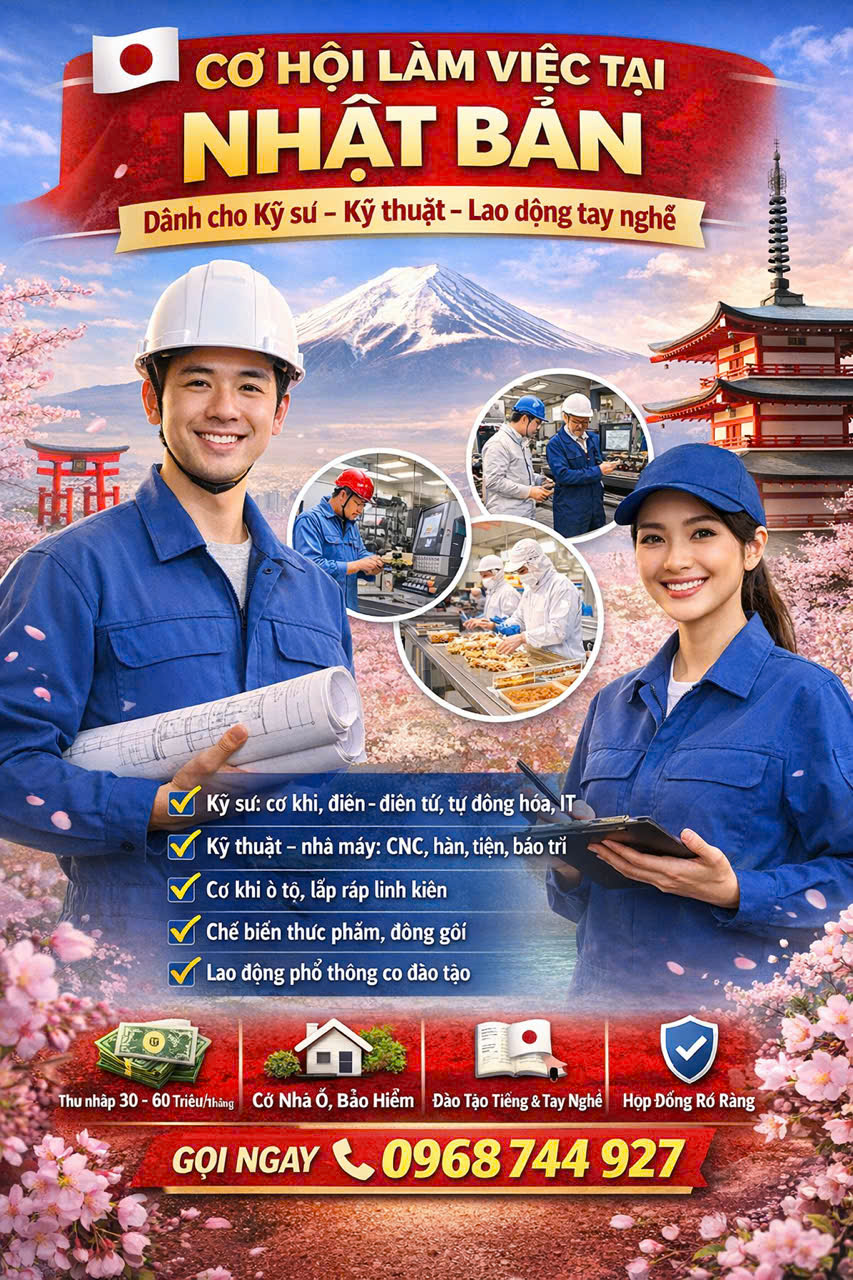 ĐƠN HÀNG KỸ SƯ – KỸ THUẬT – LAO ĐỘNG TAY NGHỀ CAO – LAO ĐỘNG PHỔ THÔNG.