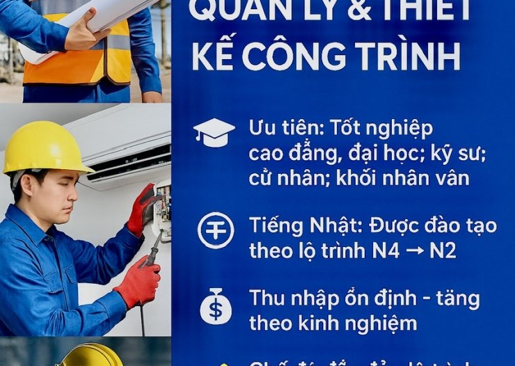       Cơ hội sang Nhật – quản lý nhà máy & thiết kế  thi công -công trình – dự án